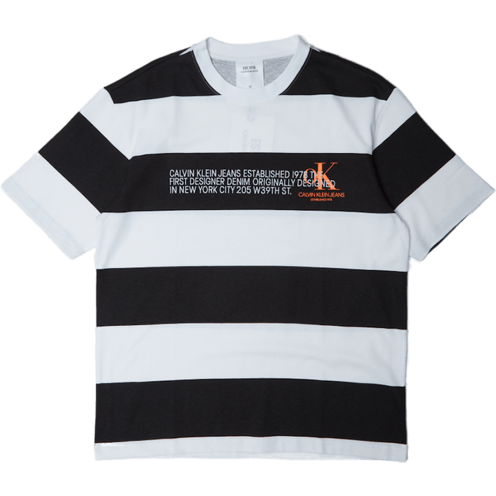 Tee-shirt rayé à logo blanc