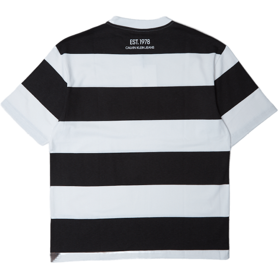 Tee-shirt rayé à logo blanc