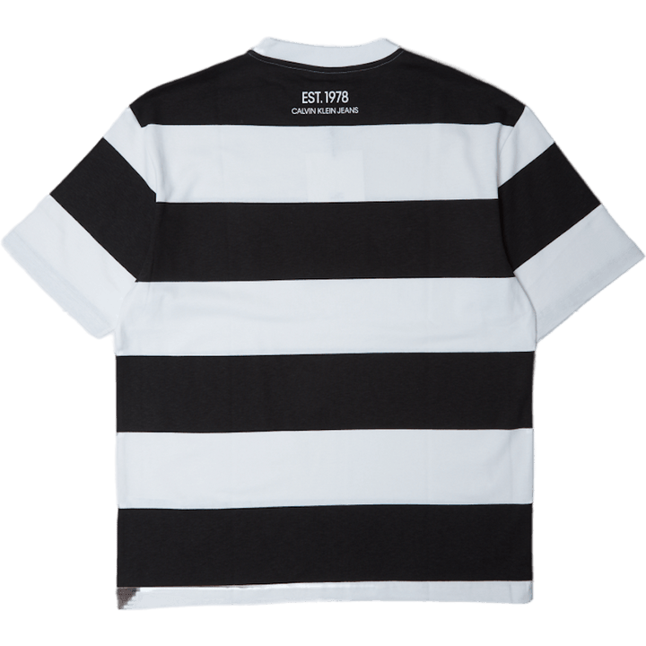 Tee-shirt rayé à logo blanc