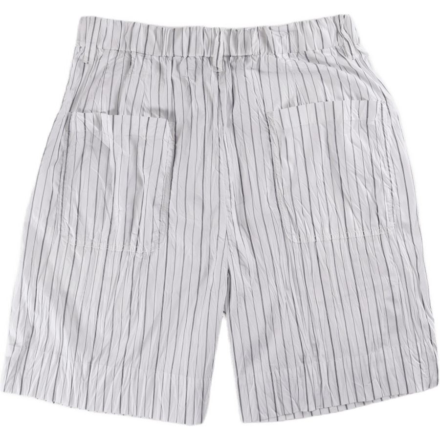 Gestreifte entspannte Bundfaltenhose Weiß