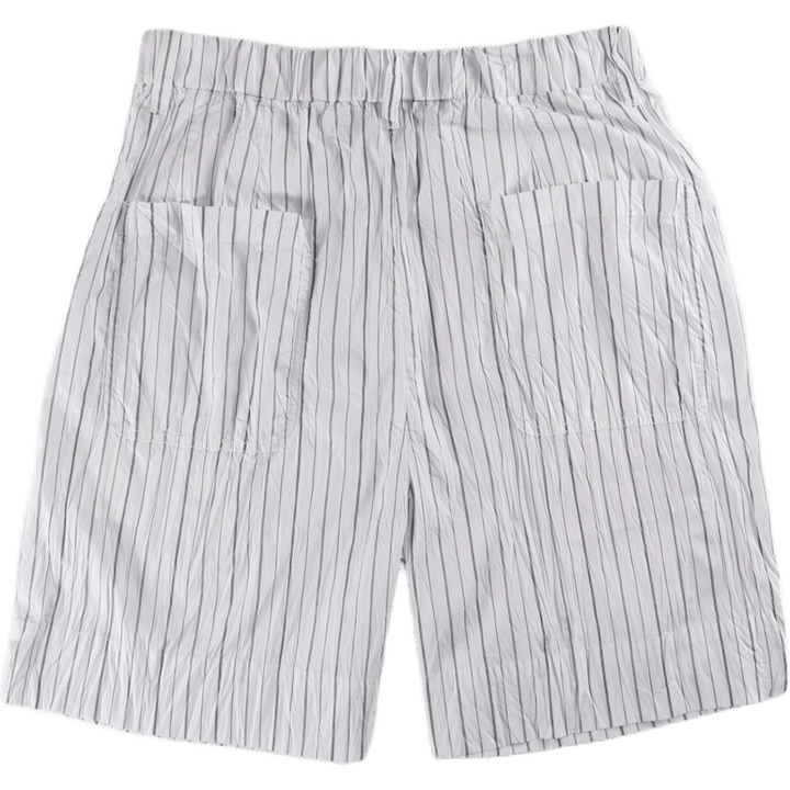 Gestreifte entspannte Bundfaltenhose Weiß