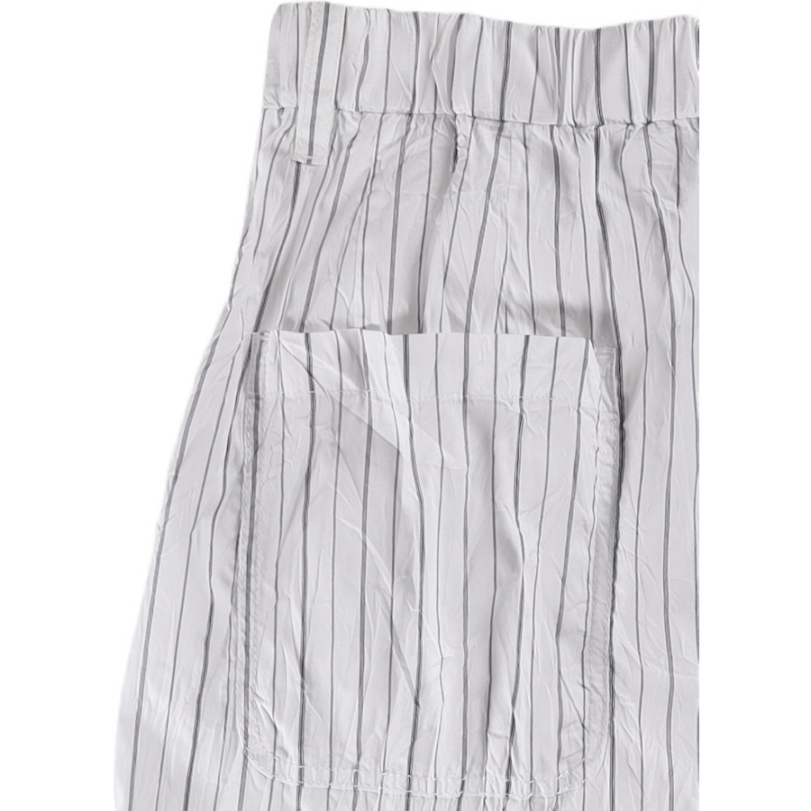 Gestreifte entspannte Bundfaltenhose Weiß