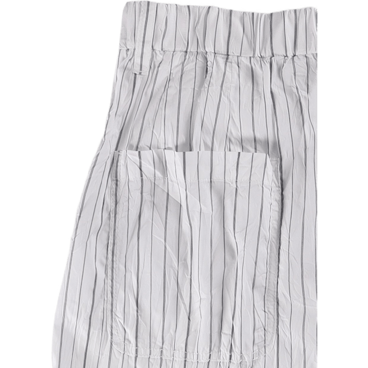 Gestreifte entspannte Bundfaltenhose Weiß