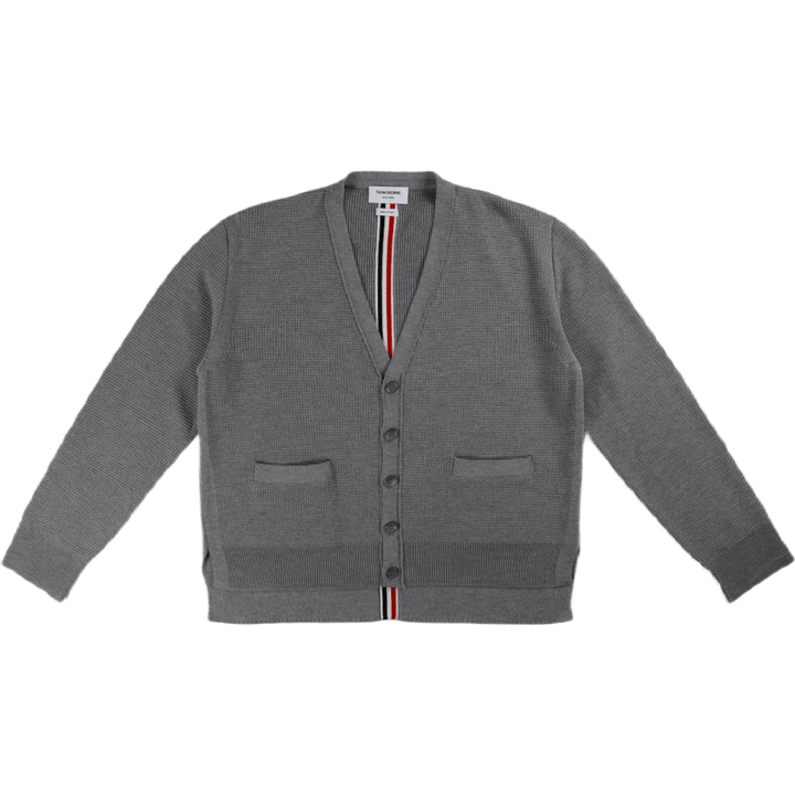 Gefaltete Rippe Boxy V-Ausschnitt Cardiga Grau