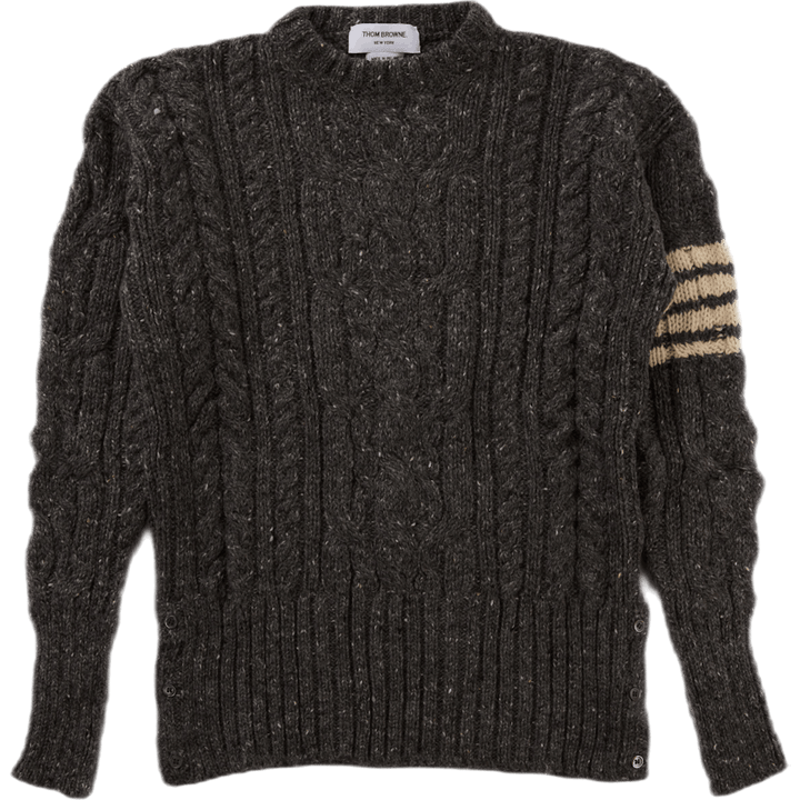 Aran Cable V-neck Cardigan Blue