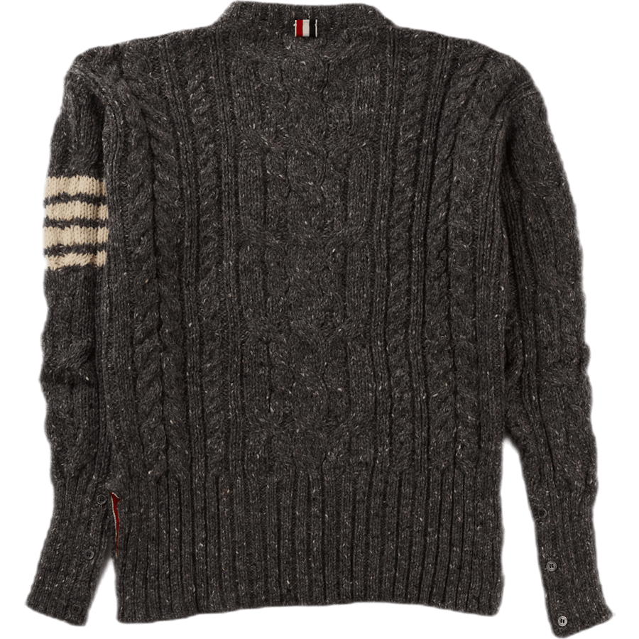 Aran Cable V-neck Cardigan Blue