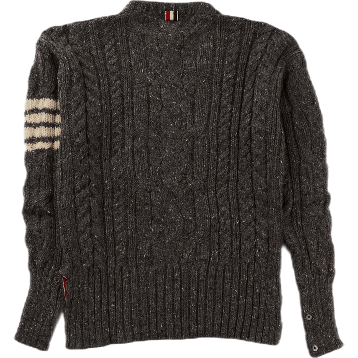 Aran Cable V-neck Cardigan Blue