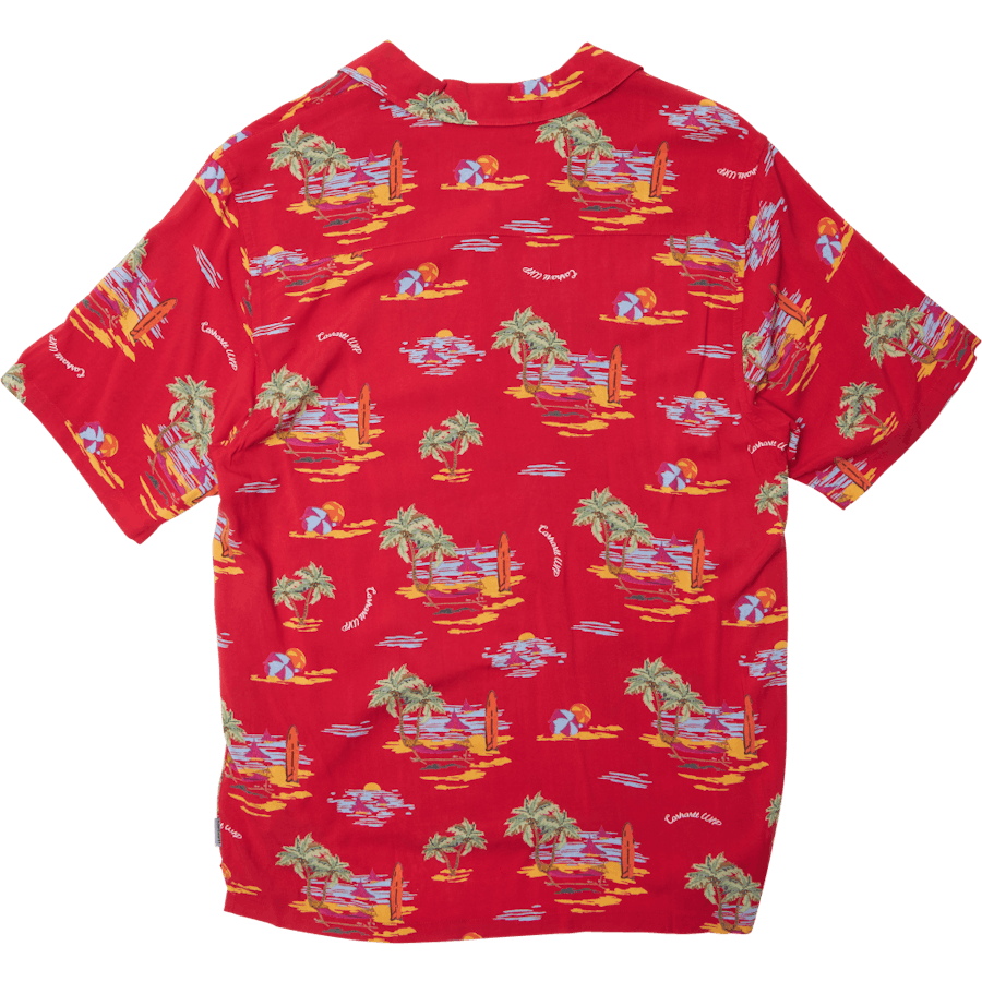 Camicia da spiaggia S/s Stampa spiaggia, Rosso Etna /---