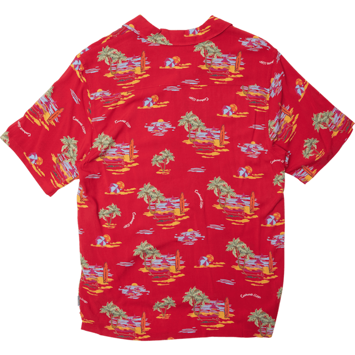 Camicia da spiaggia S/s Stampa spiaggia, Rosso Etna /---