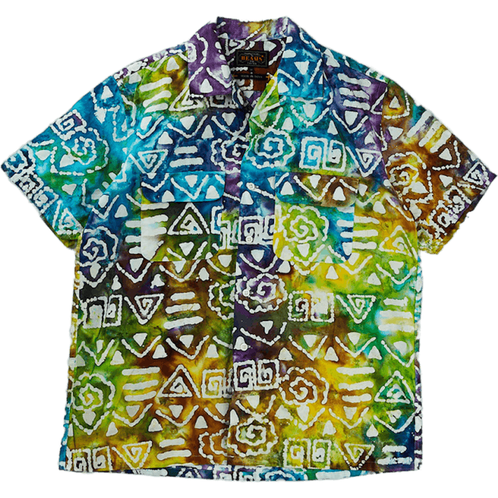 Lyhythihainen avoin kaulus Batik Multi