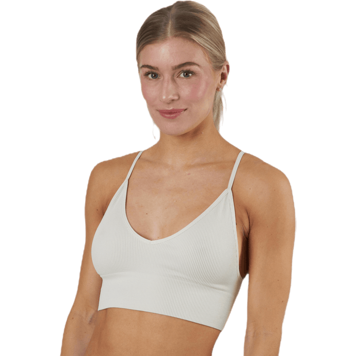 Vicky Rib Seamless V-neck Top szary