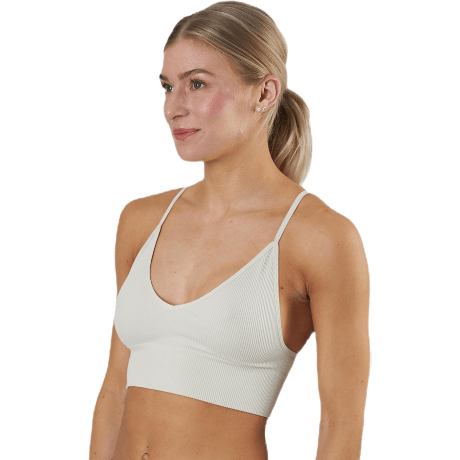 Vicky Rib Seamless V-neck Top szary