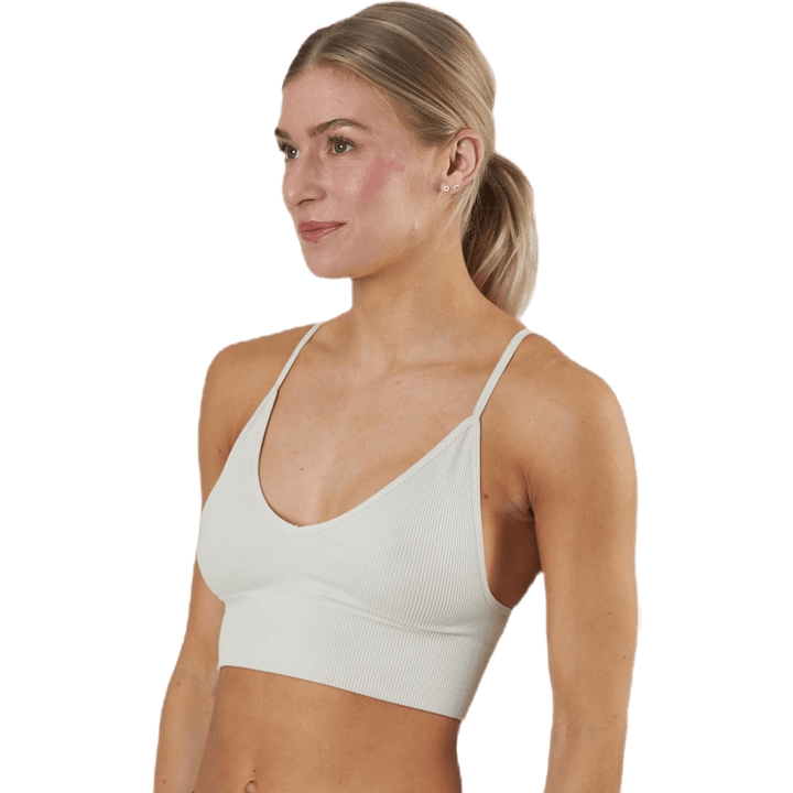 Vicky Rib Seamless V-neck Top szary