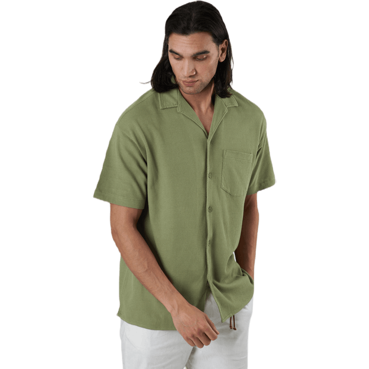 Findus Resort Shirt Ss One Pocket Green