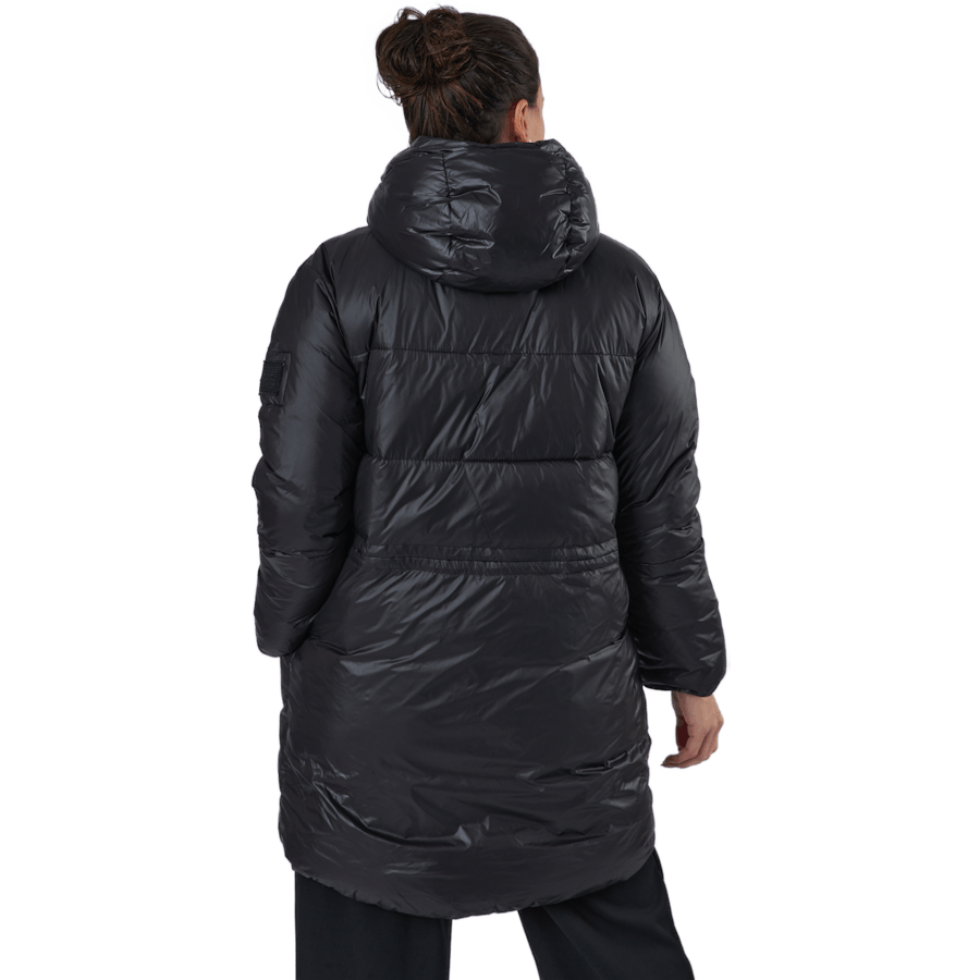W. Mid Length Shiny Jacket Black