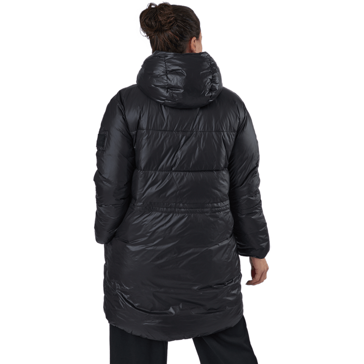 W. Mid Length Shiny Jacket Black