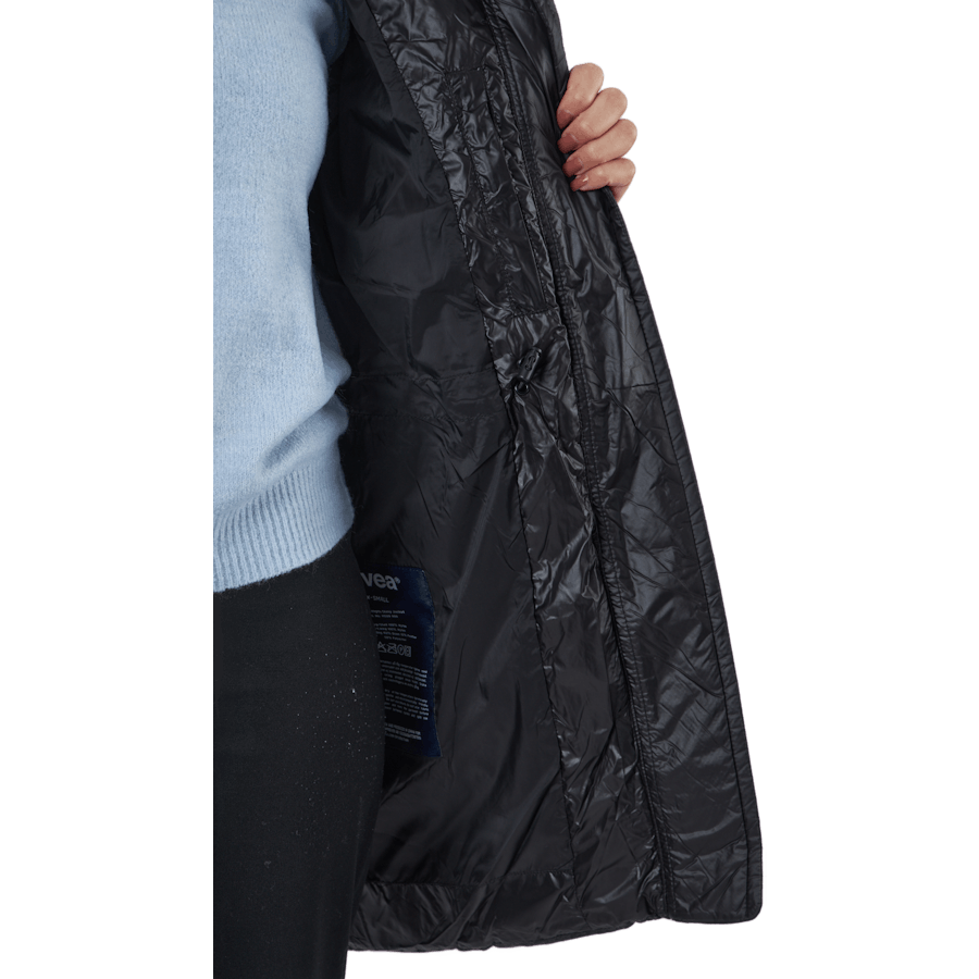 W. Mid Length Shiny Jacket Black