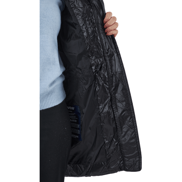 W. Mid Length Shiny Jacket Black