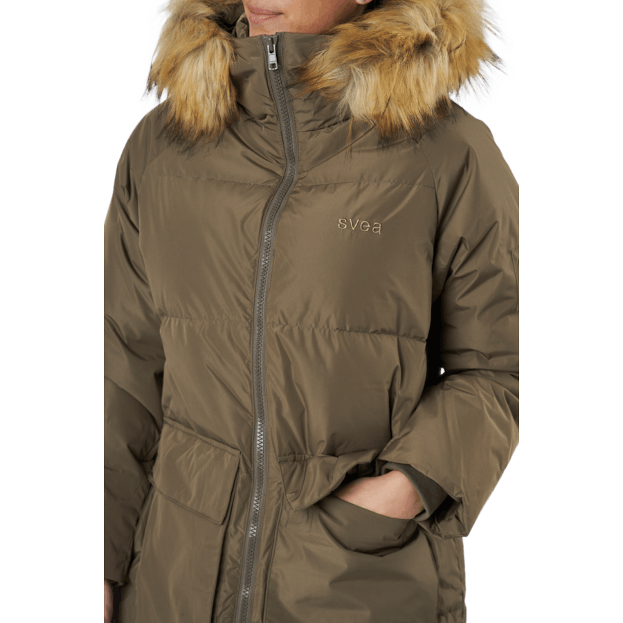 W. Manteau à capuche en fourrure ample, taupe