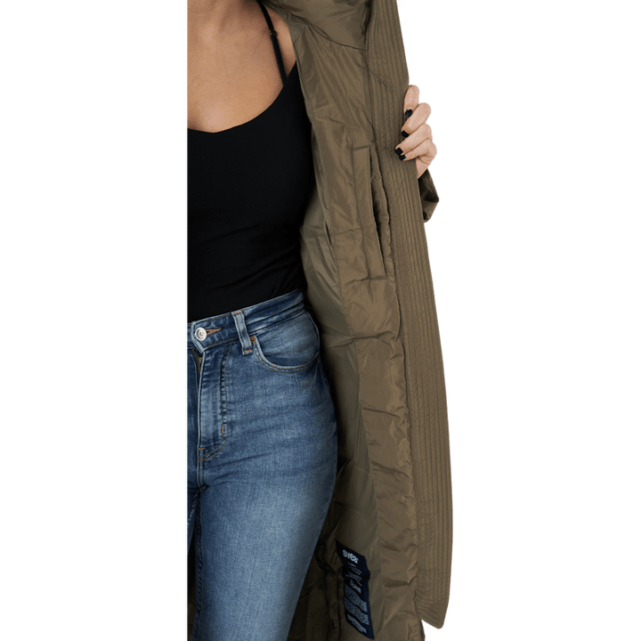 W. Manteau à capuche en fourrure ample, taupe