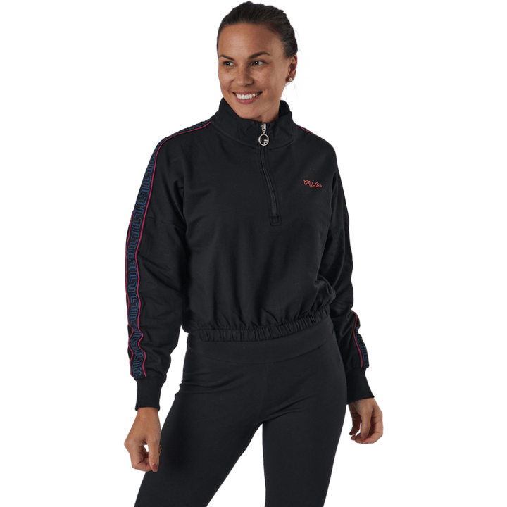 Maribel Cropped Half Zip Shirt Black