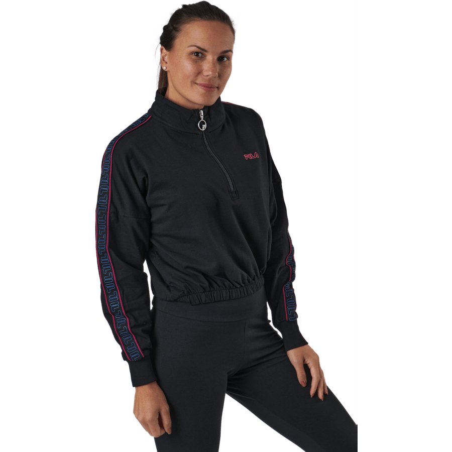 Maribel Cropped Half Zip Shirt Black