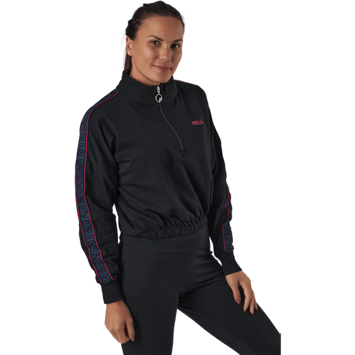 Maribel Cropped Half Zip Shirt Black