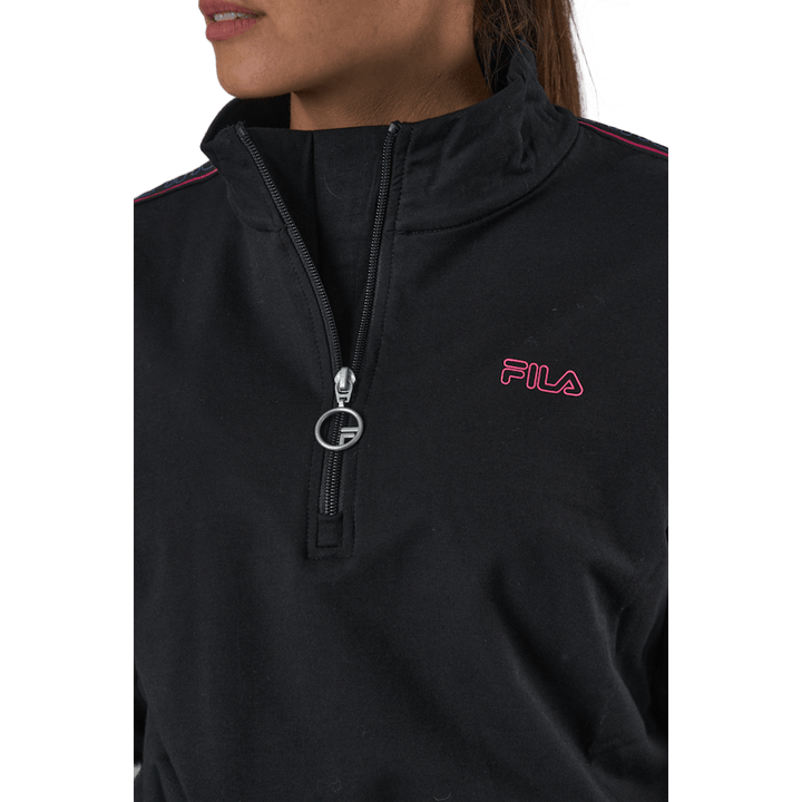 Maribel Cropped Half Zip Shirt Black