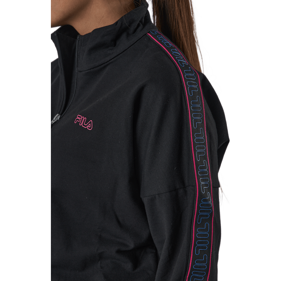 Maribel Cropped Half Zip Shirt Black