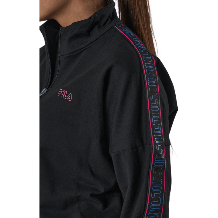 Maribel Cropped Half Zip Shirt Black