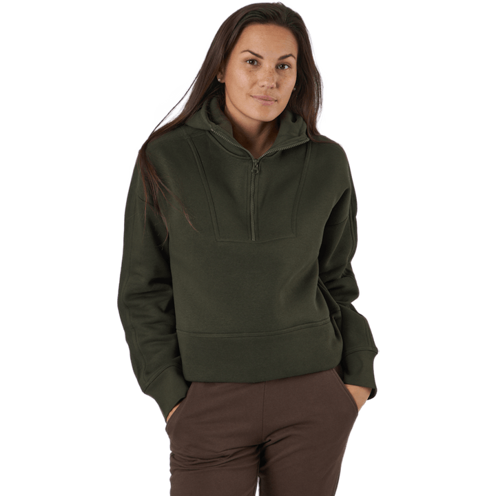 Capuz com fecho de correr de grandes dimensões verde floresta