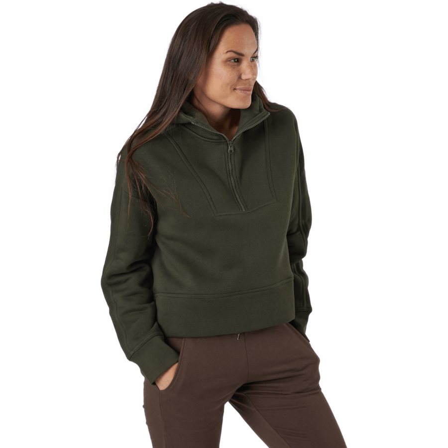 Capuz com fecho de correr de grandes dimensões verde floresta