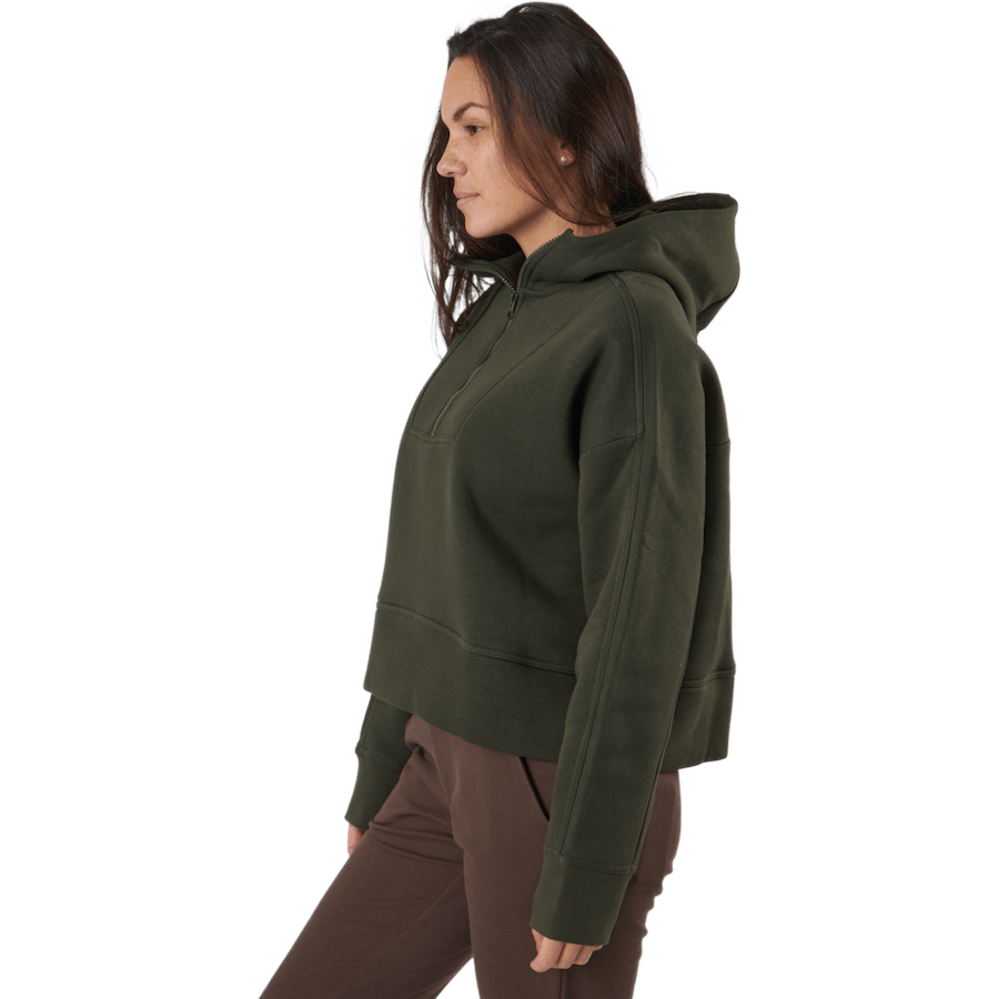 Capuz com fecho de correr de grandes dimensões verde floresta