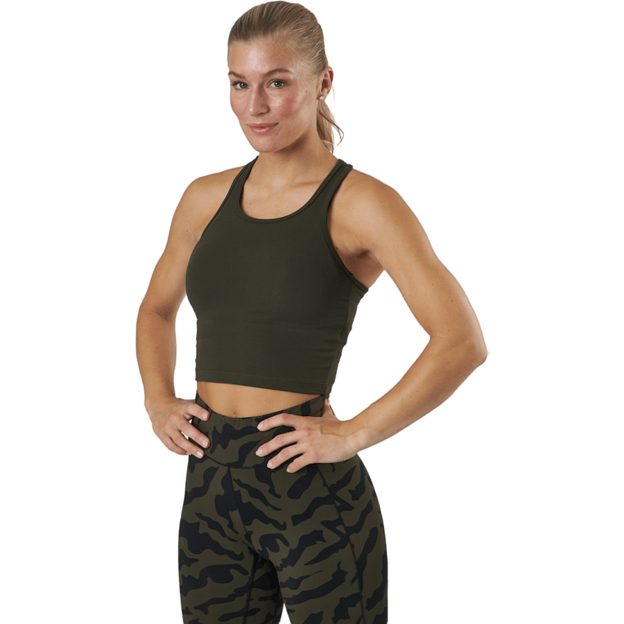 Bold Rib Crop Tank Forest Green