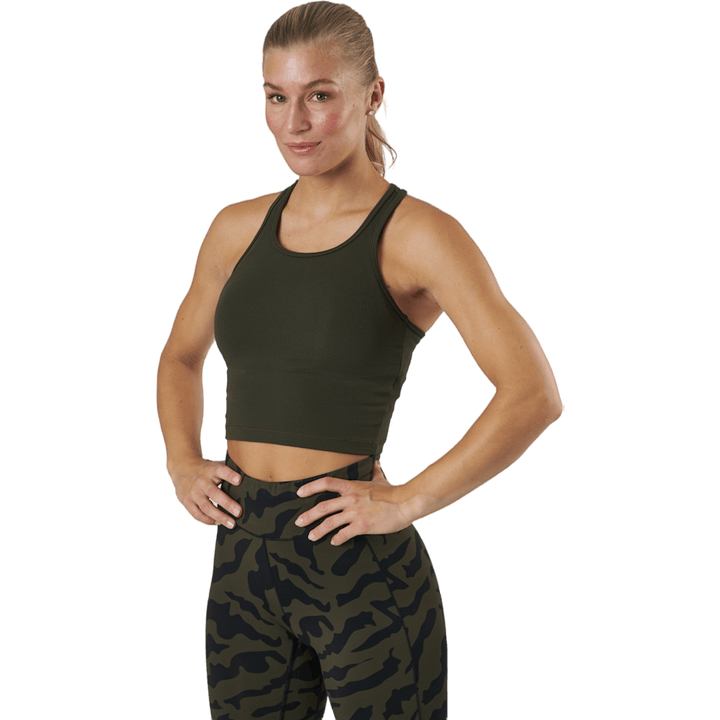 Bold Rib Crop Tank Forest Green