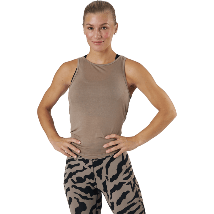 Tie Back Tank Taupe Grau