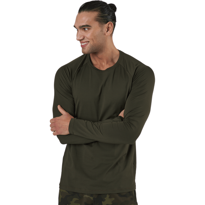 M Strukturoitu pitkähihainen Forest Green