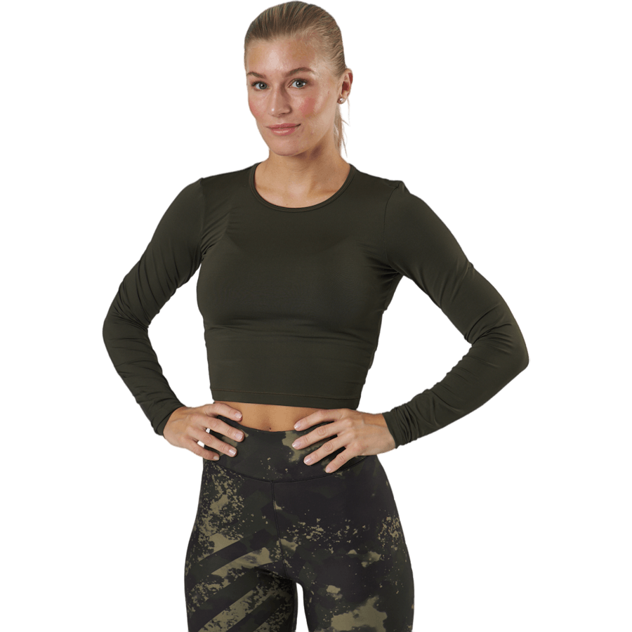 Crop pikkade varrukatega Forest Green