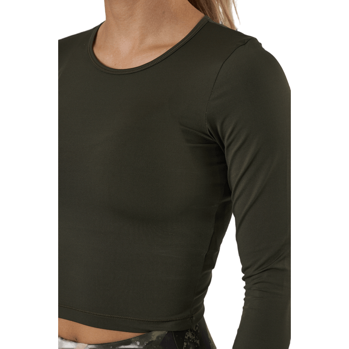 Crop pikkade varrukatega Forest Green