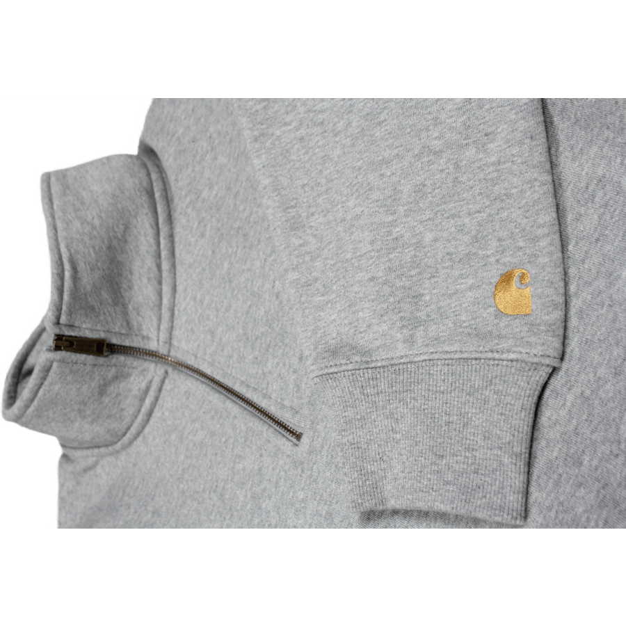 Chase Neck Zip Sweat Baumwolle/po Grau Heather / Gold