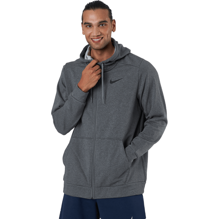 Dri-FIT Träningshoodie med heltäckande dragkedja för män CHARCOAL HEATHR/BLACK