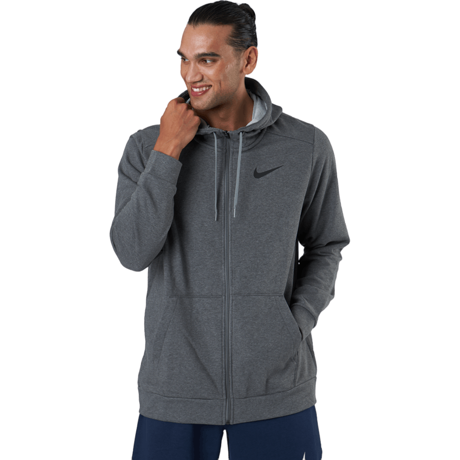Dri-FIT Träningshoodie med heltäckande dragkedja för män CHARCOAL HEATHR/BLACK