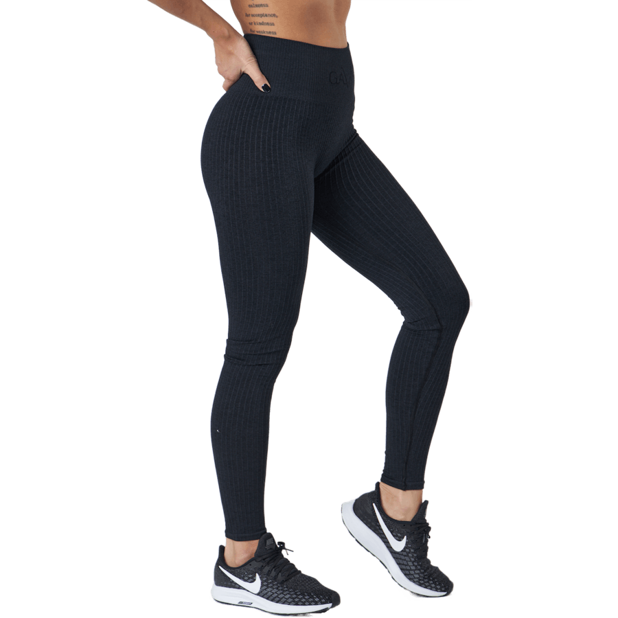 Ribbed Black Sand Melange Seam Black