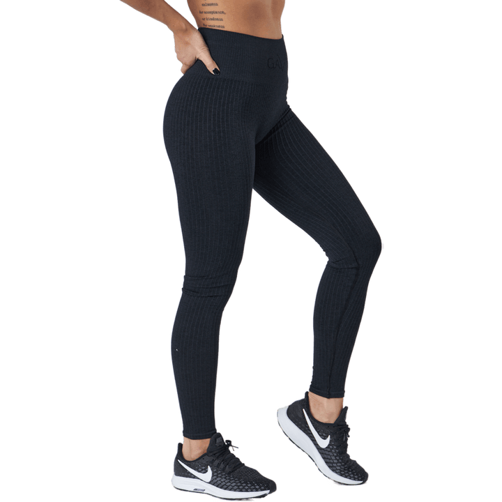 Ribbed Black Sand Melange Seam Black