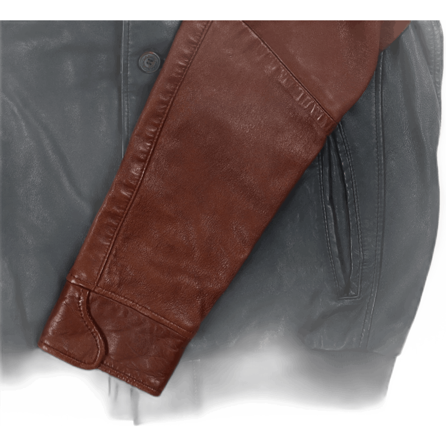 Casaco Varsity em pele Azul Preto/castanho