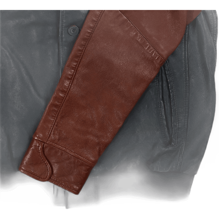 Casaco Varsity em pele Azul Preto/castanho