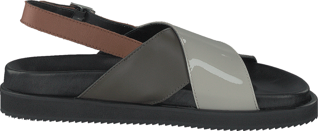 Fußbettsandale Schwarz/Olive/Mint/Cognac