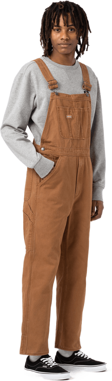 Dickies Duck Canvas Bib Stone Washed Brown Duck