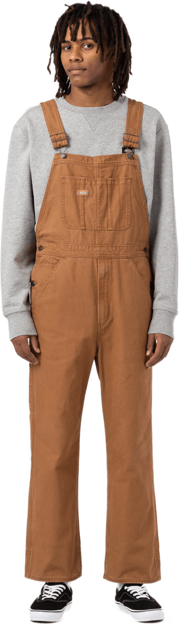 Dickies Duck Canvas Bib Stone Washed Brown Duck