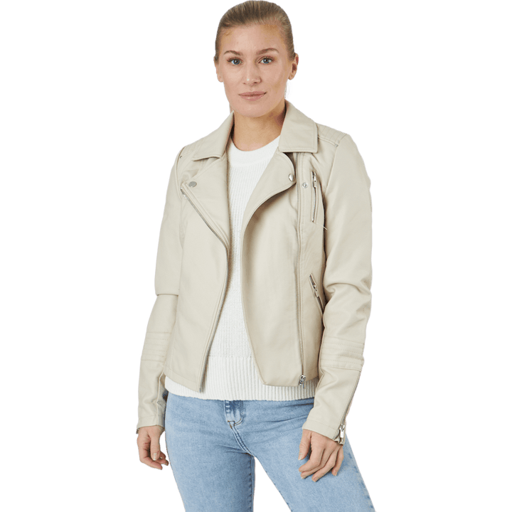 Onlgemma - Veste de motard en similicuir avec doublure argentée